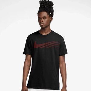 Nike Men's Dri-Fit Swoosh City Training T-Shirt in Black w/ Red Logo Size XL